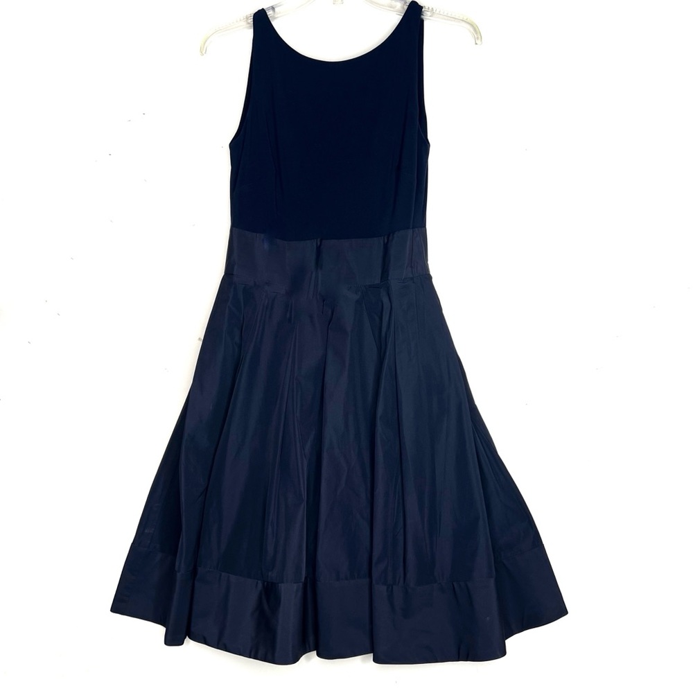 Ralph Lauren Navy Fit & Flare Midi Dress Sleeveless Pockets 6P Classic Cocktail